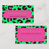 Neon Groen Roze Luipaard Visitekaartje (Voorkant / Achterkant)