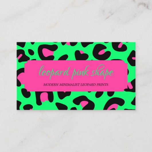 Neon Groen Roze Luipaard Visitekaartje (Voorkant)