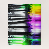 Neon Groen Roze Paarse Gele Bosreflectie Legpuzzel (Verticaal)