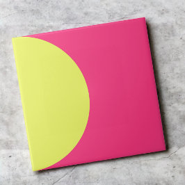 Neon Groen Roze Retro Halve Cirkel Mid Mod Abstrac Tegeltje