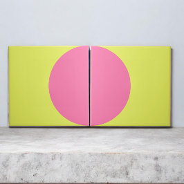 Neon Groen Roze Retro Halve Cirkel Mid Mod Abstrac Tegeltje