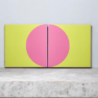Neon Groen Roze Retro Halve Cirkel Mid Mod Abstrac Tegeltje