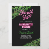 Neon Groen & Roze Tropische Bachelorette Weekend Kaart (Voorkant)