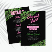 Neon Groen & Roze Tropische Bachelorette Weekend Kaart