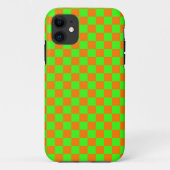 Neon Groen Sinaasappel Geruite Checkerboard Case-Mate iPhone Case (Achterkant)
