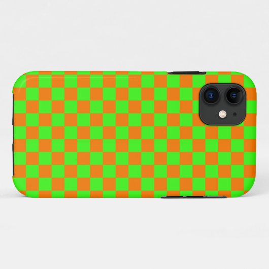 Neon Groen Sinaasappel Geruite Checkerboard Case-Mate iPhone Case (Achterkant (horizontaal))