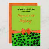 Neon Groen Sinaasappel Luipaard Cheetah Print Uitn Kaart (Voorkant / Achterkant)