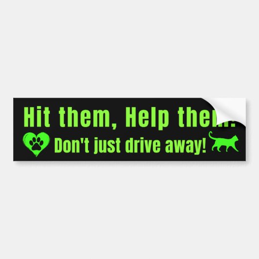 Neon Groen "Sla ze, Help ze!" bumpersticker (Voorkant)