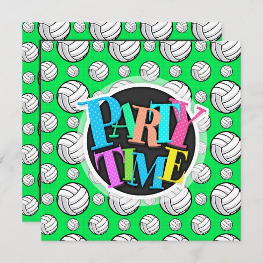 Neon groen volleybal patroon kaart (Voorkant / Achterkant)