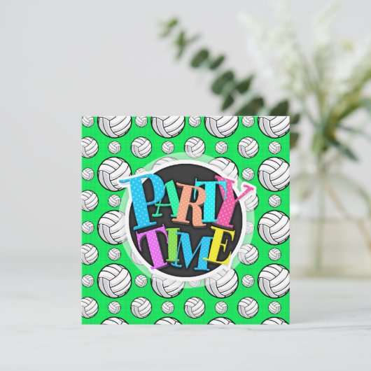 Neon groen volleybal patroon kaart (Staand voorkant)