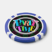 Neon groen, warm roze, volleybal, zwart Chevron Poker Chips (Enkel)