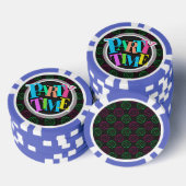 Neon groen, warm roze, volleybal, zwart Chevron Poker Chips (Opstapeling)