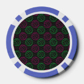 Neon groen, warm roze, volleybal, zwart Chevron Poker Chips (Achterkant)