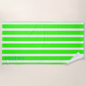 Neon groen wit cabana strepen - gepersonaliseerd strandlaken (Voorkant)
