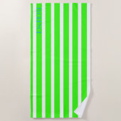 Neon groen wit cabana strepen - gepersonaliseerd strandlaken (Voorkant)