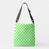 Neon Groen Wit Geruite Checkerboard Crossbody Tas (Voorkant)