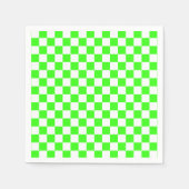 Neon Groen Wit Geruite Checkerboard Servet (Voorkant)