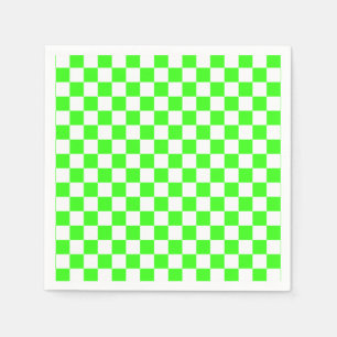 Neon Groen Wit Geruite Checkerboard  Servet