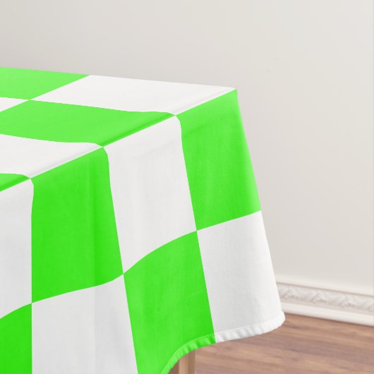 Neon Groen Wit Geruite Checkerboard  Tafelkleed (Voorbeeld)
