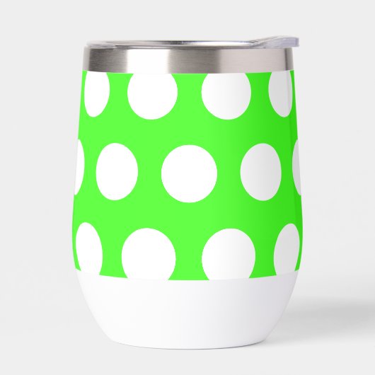 Neon groen wit grote polka stippen (Links)
