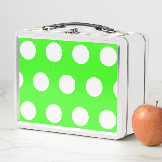 Neon groen wit grote polka stippen (In situ)