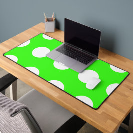 Neon groen wit grote polka stippen bureaumat