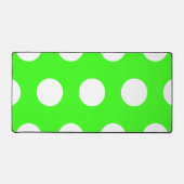 Neon groen wit grote polka stippen bureaumat (Voorkant)