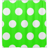 Neon groen wit grote polka stippen douchegordijn (Voorkant)