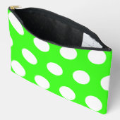 Neon groen wit grote polka stippen etui (Open)