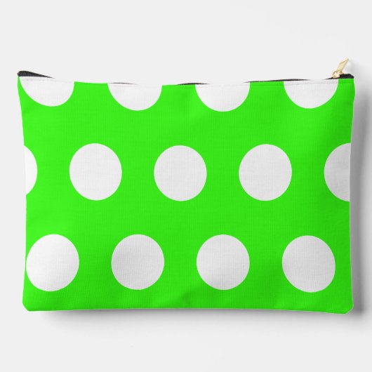 Neon groen wit grote polka stippen etui (Achterkant)