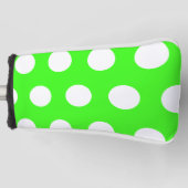 Neon groen wit grote polka stippen golfheadcover (Voorkant)