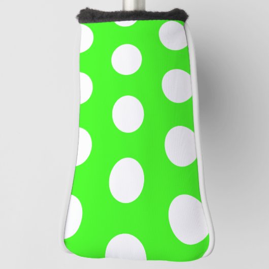 Neon groen wit grote polka stippen golfheadcover (Draai 90)