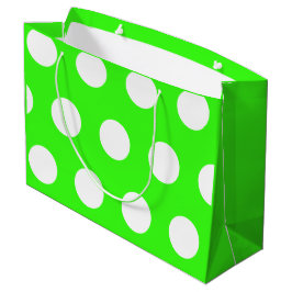 Neon groen wit grote polka stippen groot cadeauzakje