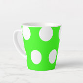 Neon groen wit grote polka stippen latte mok (Linkerhoek)