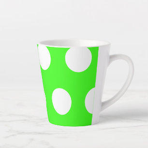 Neon groen wit grote polka stippen latte mok