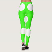 Neon groen wit grote polka stippen leggings (Achterkant)