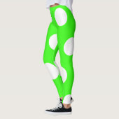 Neon groen wit grote polka stippen leggings (Links)