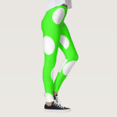 Neon groen wit grote polka stippen leggings (Rechts)