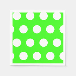 Neon groen wit grote polka stippen servet