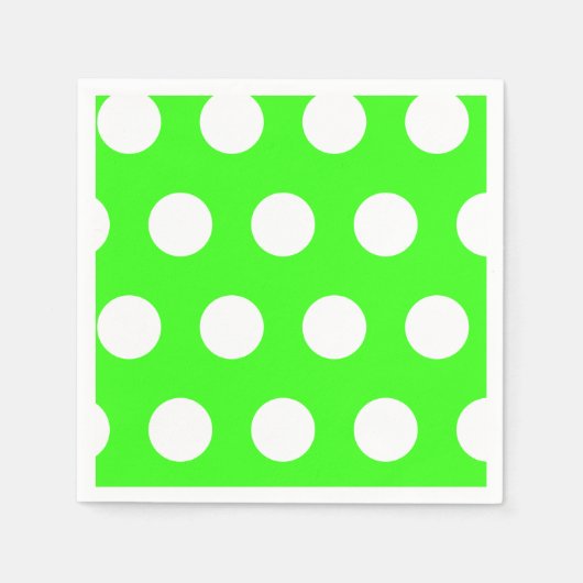 Neon groen wit grote polka stippen servet (Voorkant)