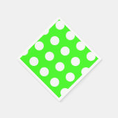 Neon groen wit grote polka stippen servet (Hoek)