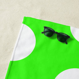Neon groen wit grote polka stippen strandlaken