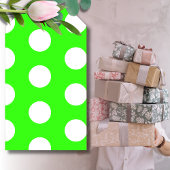 Neon Groen Witte Grote Stippen Cadeaulabel