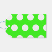 Neon Groen Witte Grote Stippen Cadeaulabel (Achterkant Horizontaal)