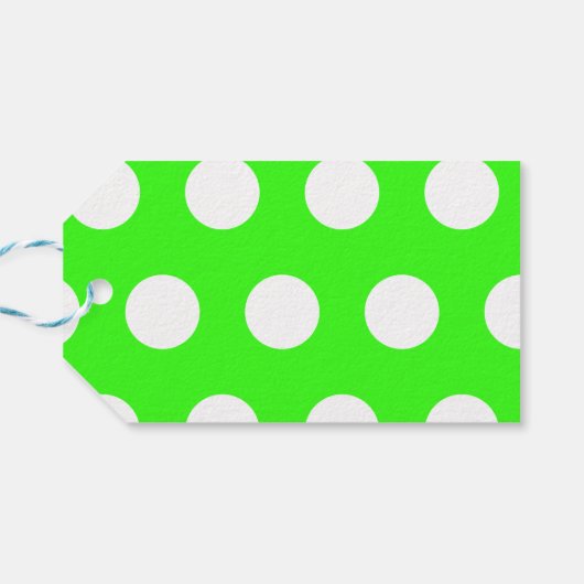 Neon Groen Witte Grote Stippen Cadeaulabel (Achterkant Horizontaal)