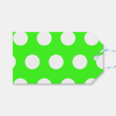 Neon Groen Witte Grote Stippen Cadeaulabel (Voorkant (Horizontaal))