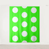 Neon Groen Witte Grote Stippen Wandkleed (Voorkant)