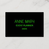 Neon Groen Zwart Aangepaste Kleur Bruiloft Profess Visitekaartje (Voorkant)