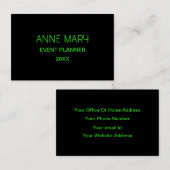 Neon Groen Zwart Aangepaste Kleur Bruiloft Profess Visitekaartje (Voorkant / Achterkant)