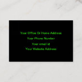 Neon Groen Zwart Aangepaste Kleur Bruiloft Profess Visitekaartje (Achterkant)